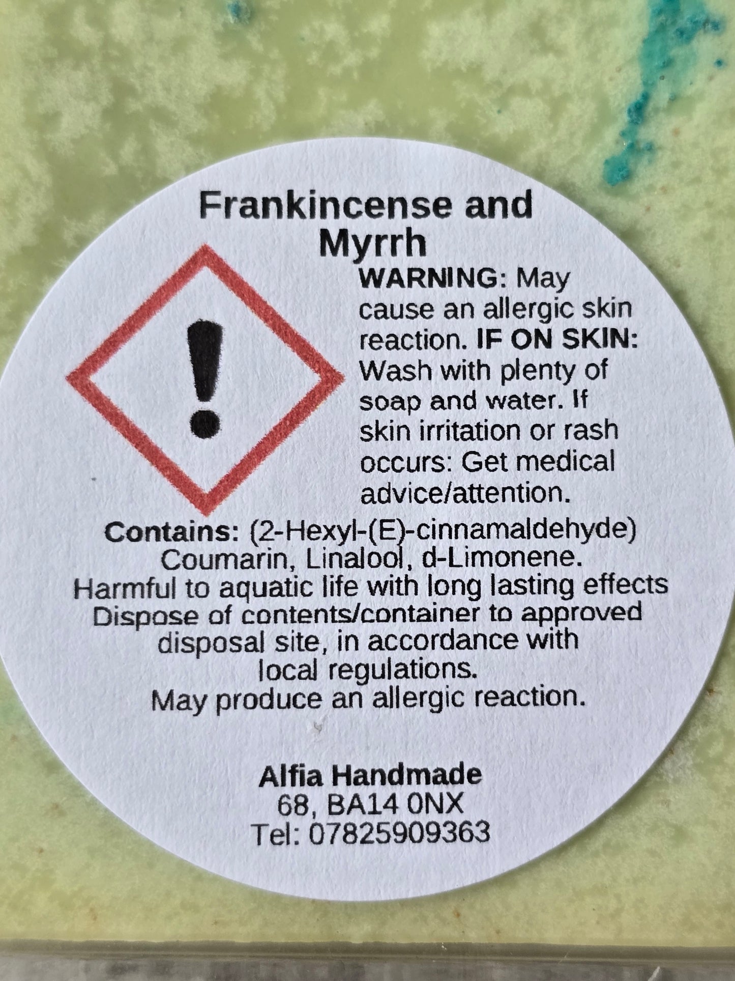 Frankincense & Myrrh Soy Wax Snap Bar - Alfia