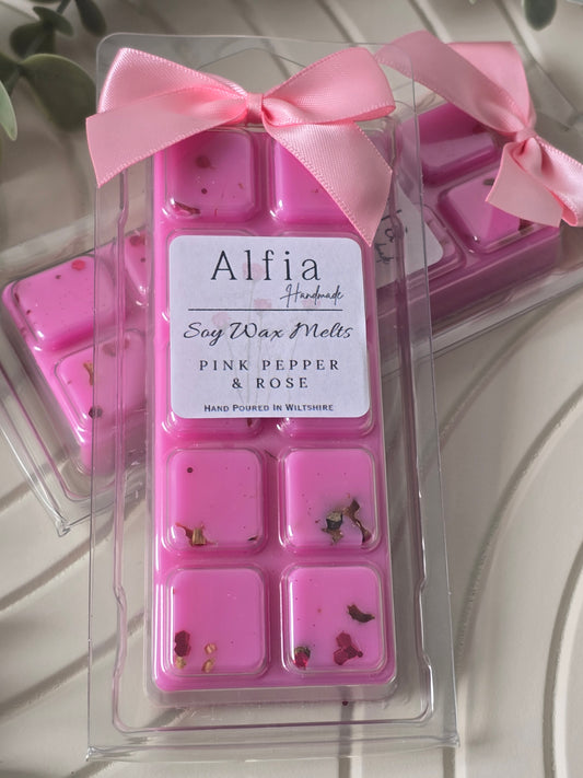 New Pink Pepper & Rose Soy Wax Melt Snap Bar - Spicy Floral