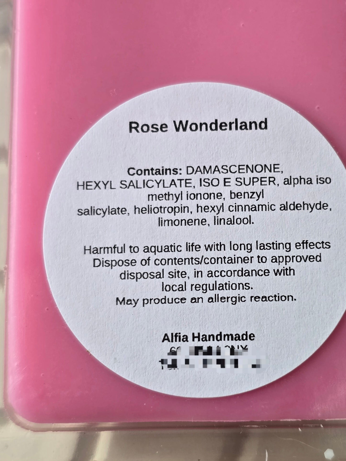 Rose Wonderland Soy Wax Snap Bar