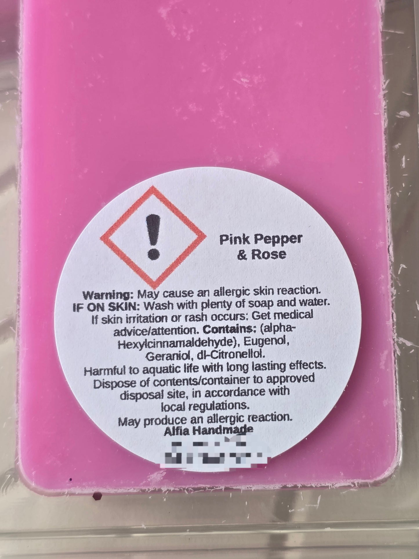 New Pink Pepper & Rose Soy Wax Melt Snap Bar - Spicy Floral