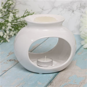 Oval Orb Ceramic Wax Melter- White 16cm - Alfia